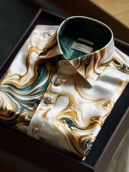 Men's Luxury Art Print Long Sleeve Shirt