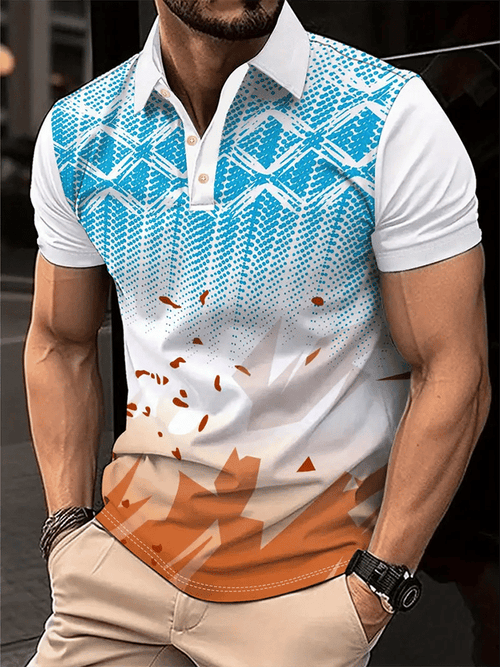 Men's Golf Casual Printed Casual Polo Shirt