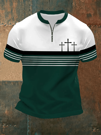 Men's Vintage Faith Print Zip Top