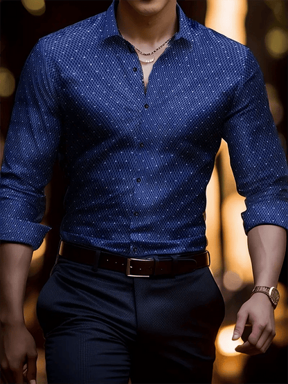 Men's Geometric Design Business Casual Shirt
