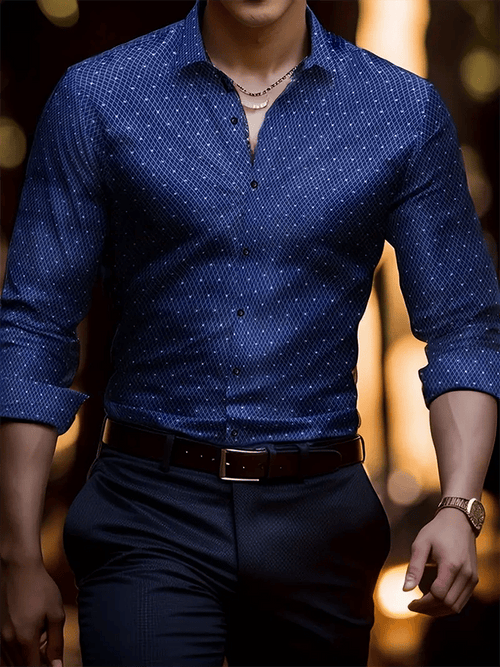 Men's Geometric Design Business Casual Shirt