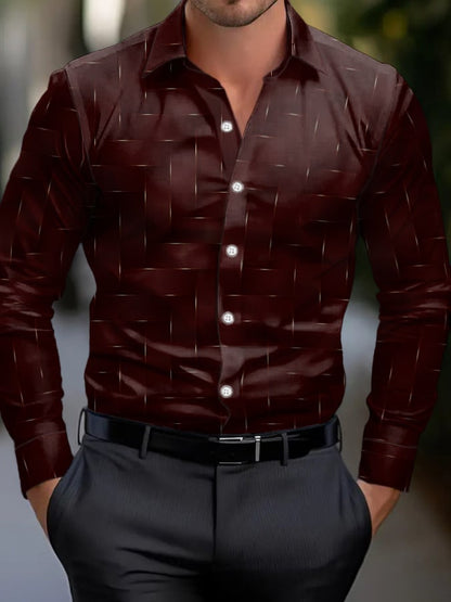 Men's Simple Business Style Geometric Pattern Print Shirt