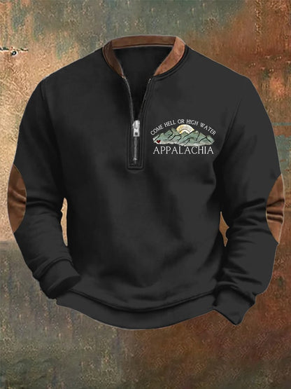 Men's Appalachia Strong Print Zip-Neck Sweatshirt