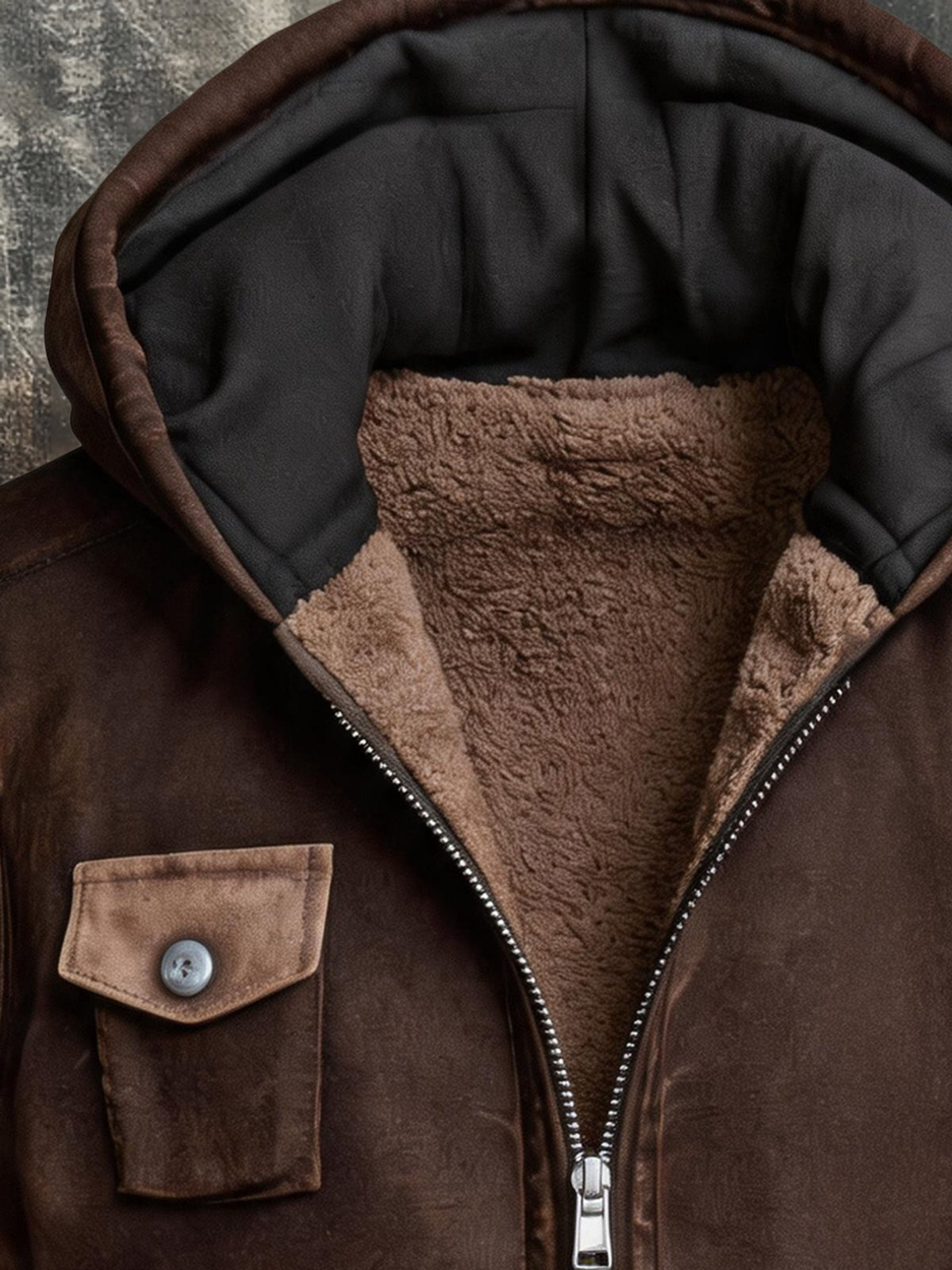 Men's Vintage-Style Distressed Outdoor Multi-Pocket Fleece-Lined Hooded Vest