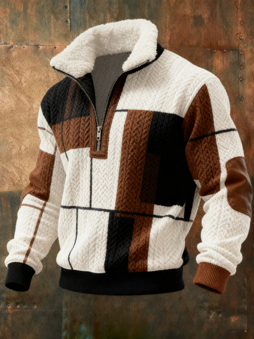 Men's Cable Textured Print Casual Sweatshirt