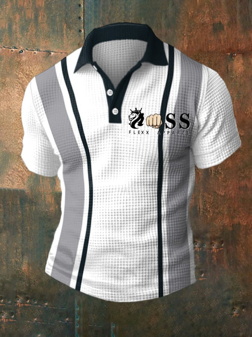 Men's Casual Waffle Polo Shirt Short Sleeve
