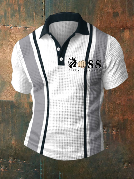 Men's Casual Waffle Polo Shirt Short Sleeve