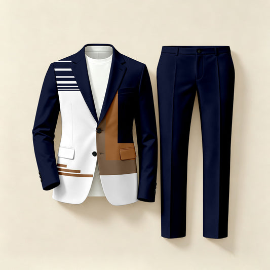 Men's Business Two-Piece Suit with Long-Sleeve Shirt and Pants
