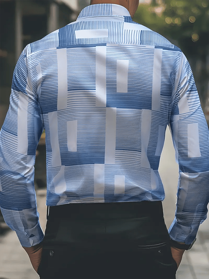 Men's Geometric Design Business Casual Shirt
