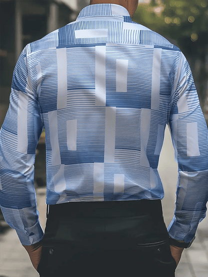 Men's Geometric Design Business Casual Shirt