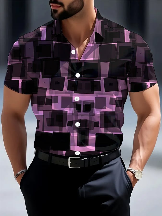Men's Casual Business Geometric Shirt