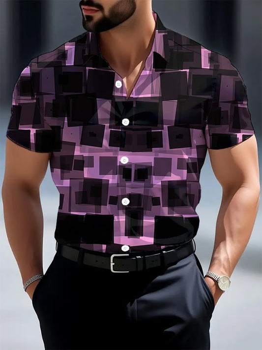 Men's Casual Business Geometric Shirt