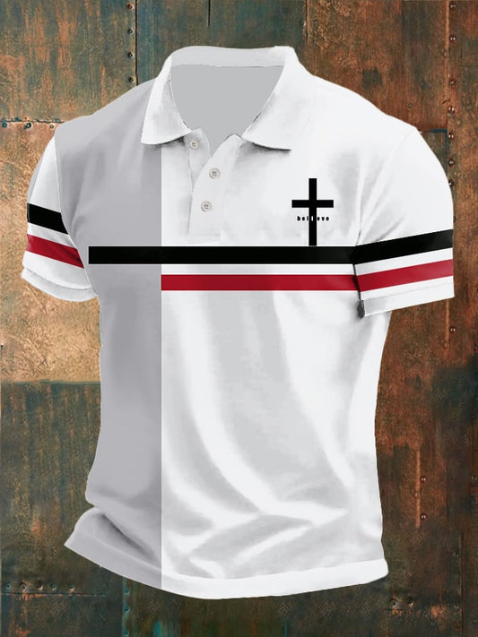 Men's Casual Contrast Color Faith Polo