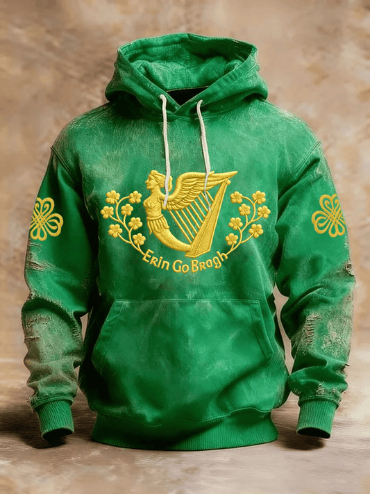 Men's Retro St. Patrick Printed Casual Hoodie