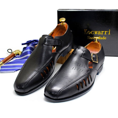 Summer Personality Hollow Large Size Casual Men'S Leather Shoes