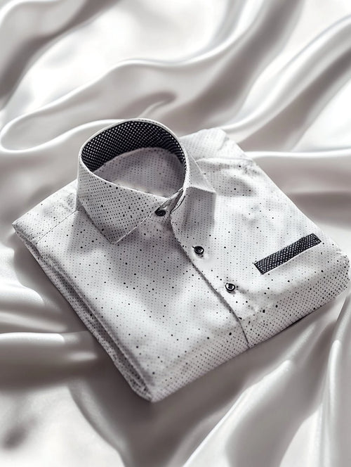 Men's Business Satin Luxury Printed Casual Short Sleeve Button Shirt