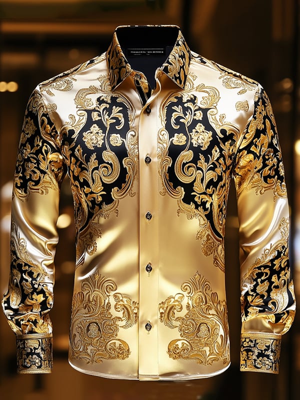 Men's Satin Luxe Long Sleeve Button Down Shirt