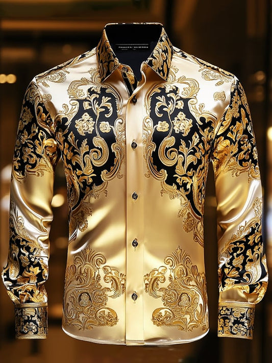 Men's Satin Luxe Long Sleeve Button Down Shirt