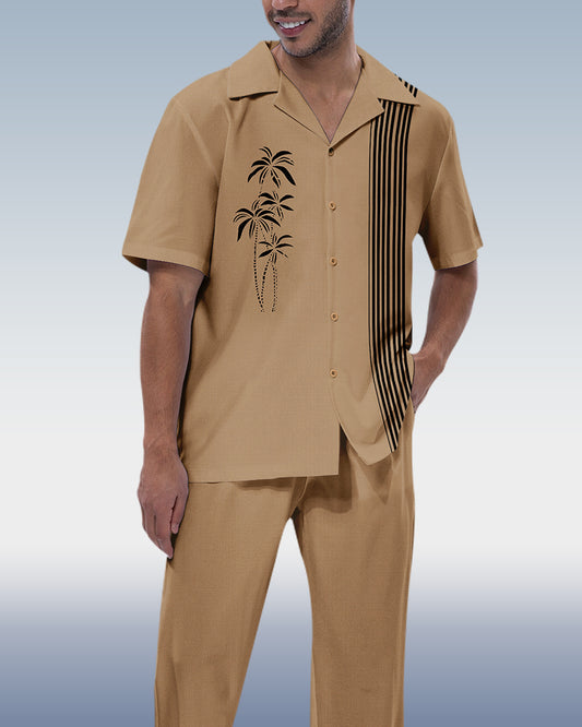 Rianmond Men's Coco Print Short Sleeve Walking Suit 230