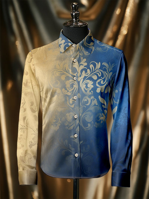 Men's Silk Baroque Luxury Business Long Sleeve Shirt