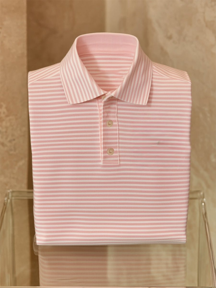 Men's Business Casual Striped Button Short Sleeve Polo Shirt