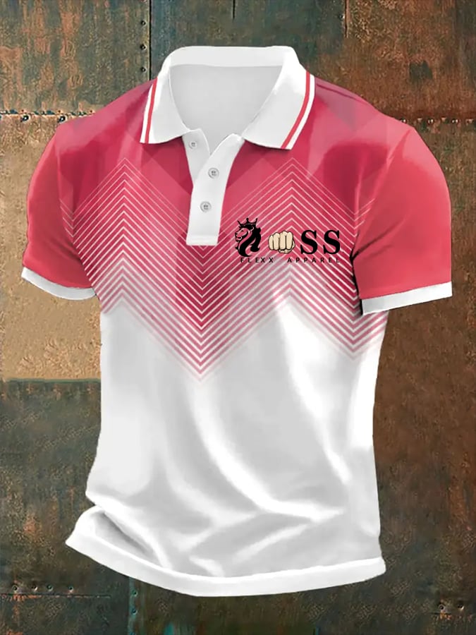 Men's Retro Letter Print Casual Polo Shirt