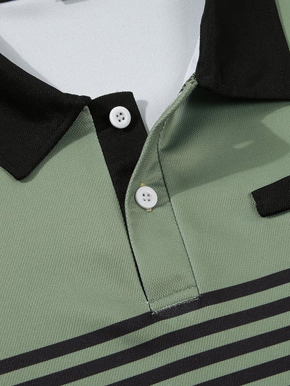 Men's Fashionable Contrast Color Short Sleeve Polo Shirt