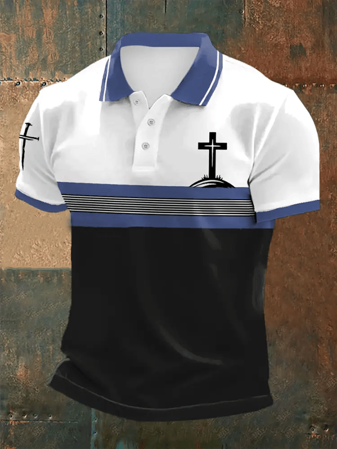 Men's Retro Faith Casual Printed Polo Shirt