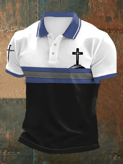 Men's Retro Faith Casual Printed Polo Shirt