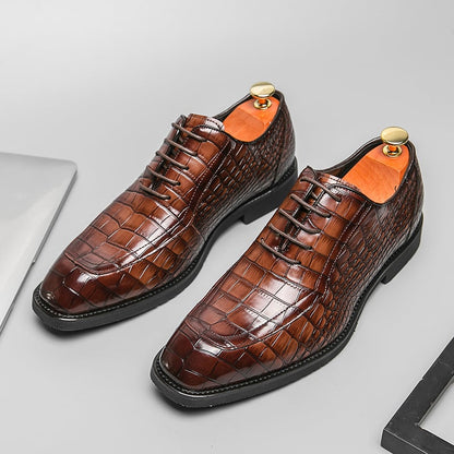 Business Lace Up Oxford Shoes Men'S Formal Square Toe Leather Shoes
