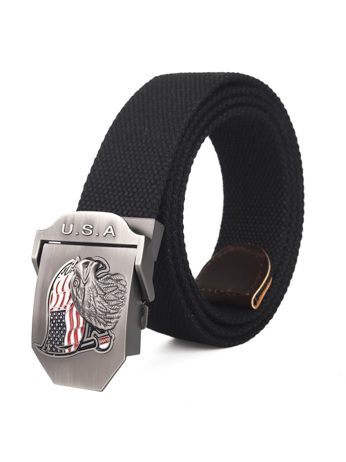 Men's outdoor training automatic buckle nylon canvas braided belt