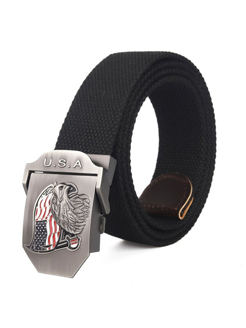 Men's outdoor training automatic buckle nylon canvas braided belt