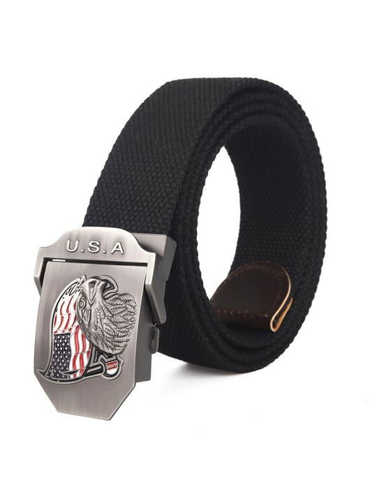 Men's outdoor training automatic buckle nylon canvas braided belt