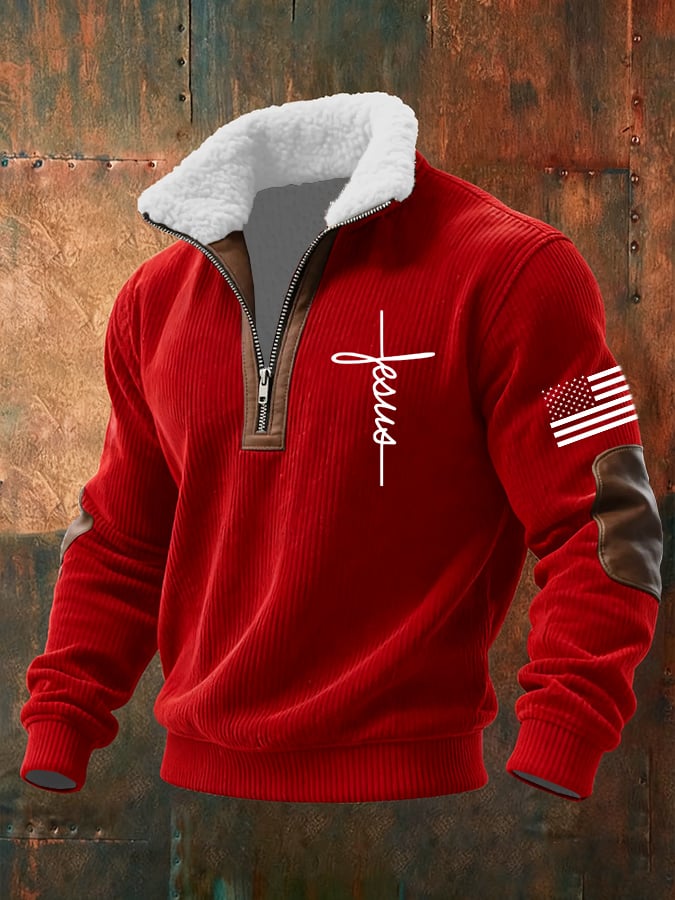 Men's Casual Faith Retro Textured Sweatshirt