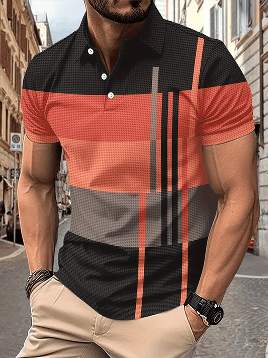 Men's Business Logo Button-Down Short Sleeve Polo Shirt