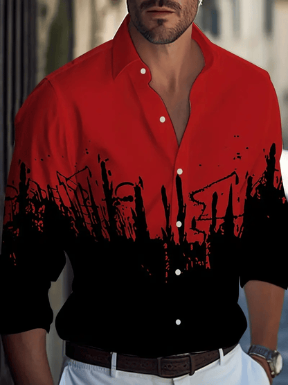 Men's Business Casual Striped Long Sleeve Shirt