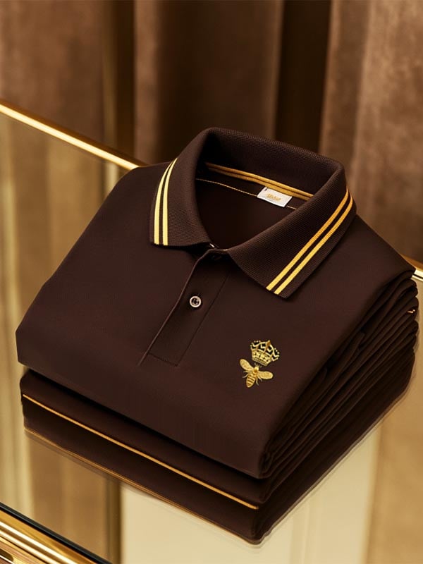 Men's Check Business Casual Short Sleeve Polo Shirt