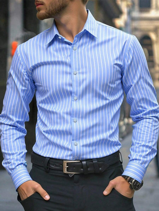 Men's Street Style Business Casual Printed Long Sleeve Shirt