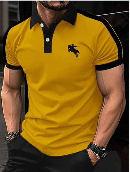 Men's Fashionable Contrast Color Short Sleeve Polo Shirt