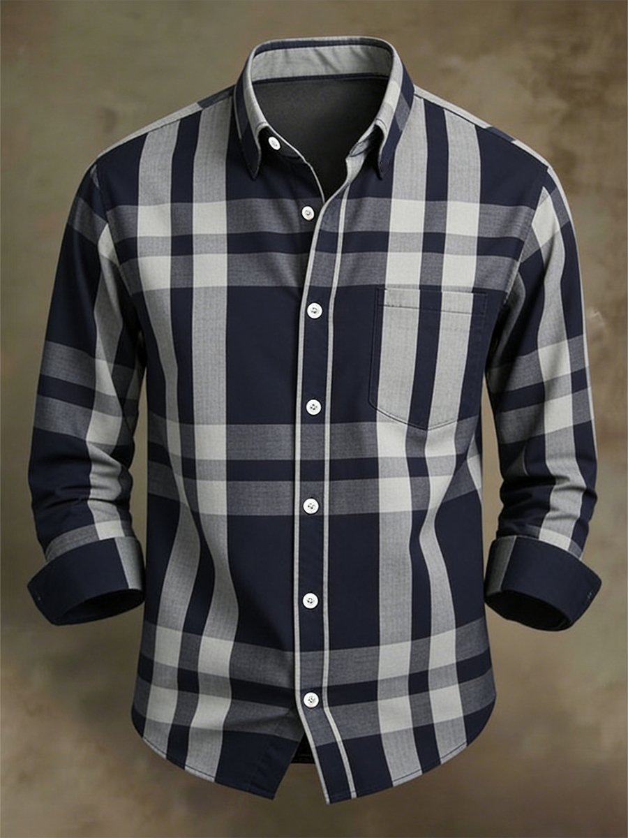 Men's Retro Business Long-Sleeve Shirt