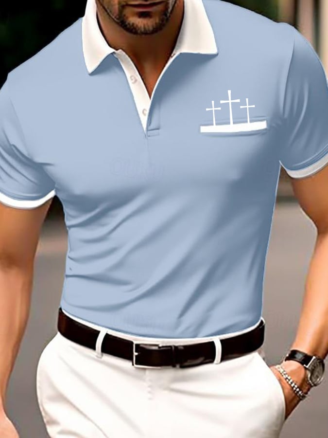 Men's Retro Faith Casual Printed Polo Shirt