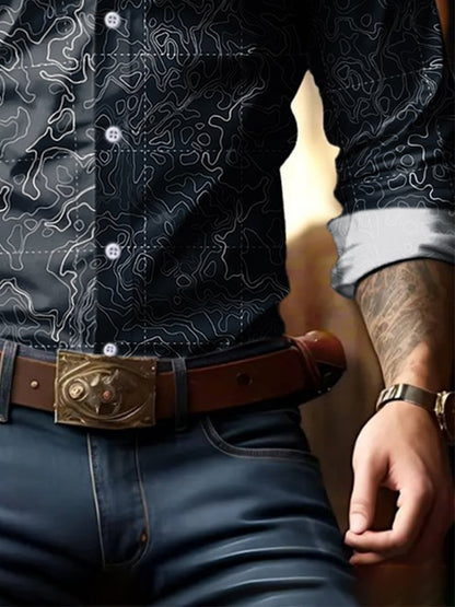 Men's Geometric Print Business Shirt