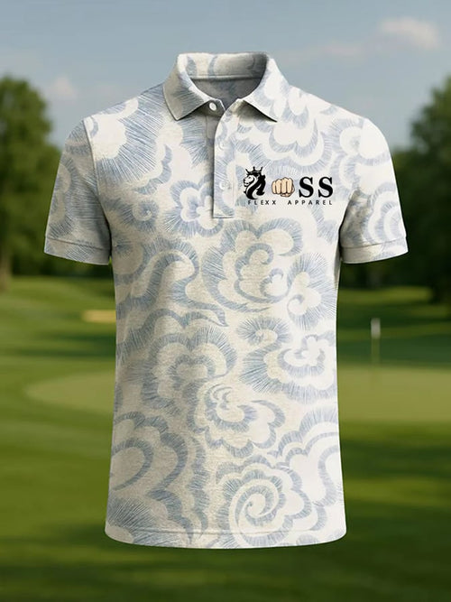 Men's Retro Letter Design Printed Casual Polo Shirt