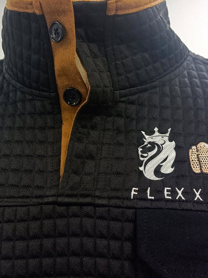 Men's Vintage Lettering Printed Stand Collar Check Button Sweatshirt