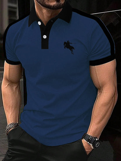 Men's Fashionable Contrast Color Short Sleeve Polo Shirt