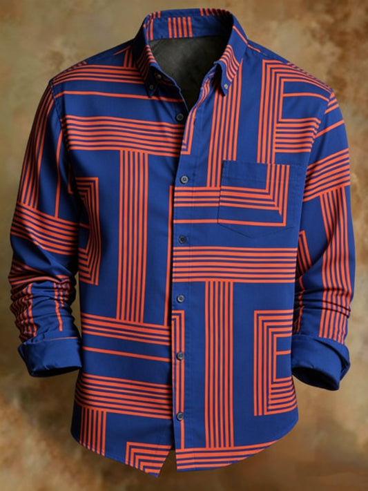 Men's Retro Abstract Geometric Shirt
