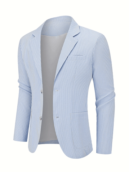 Men's Fashionable Stripe Design Single-Breasted Pocket Design Casual Suit