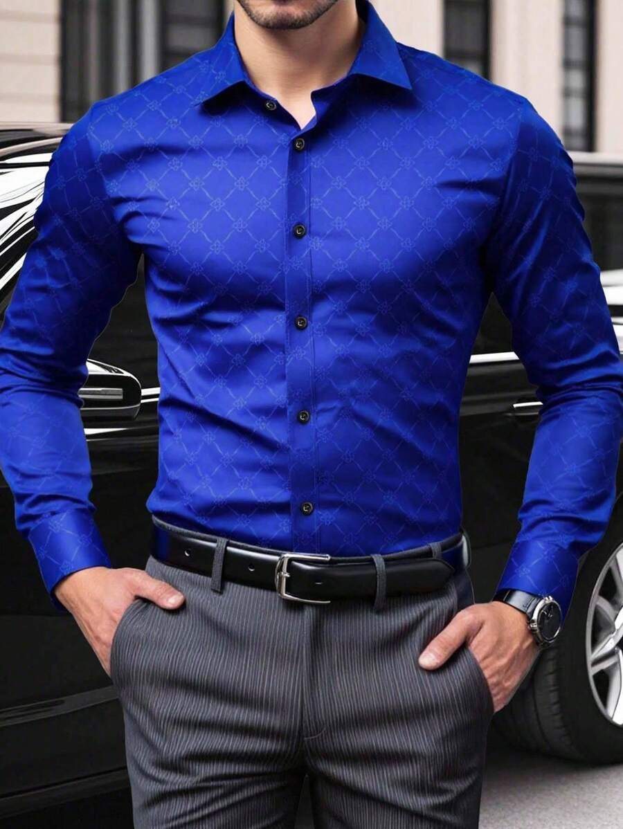 Men's Street Style Business Casual Printed Long Sleeve Shirt