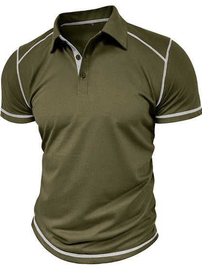 Men's Color Blocking Polo Collar Short Sleeved Polo Shirt