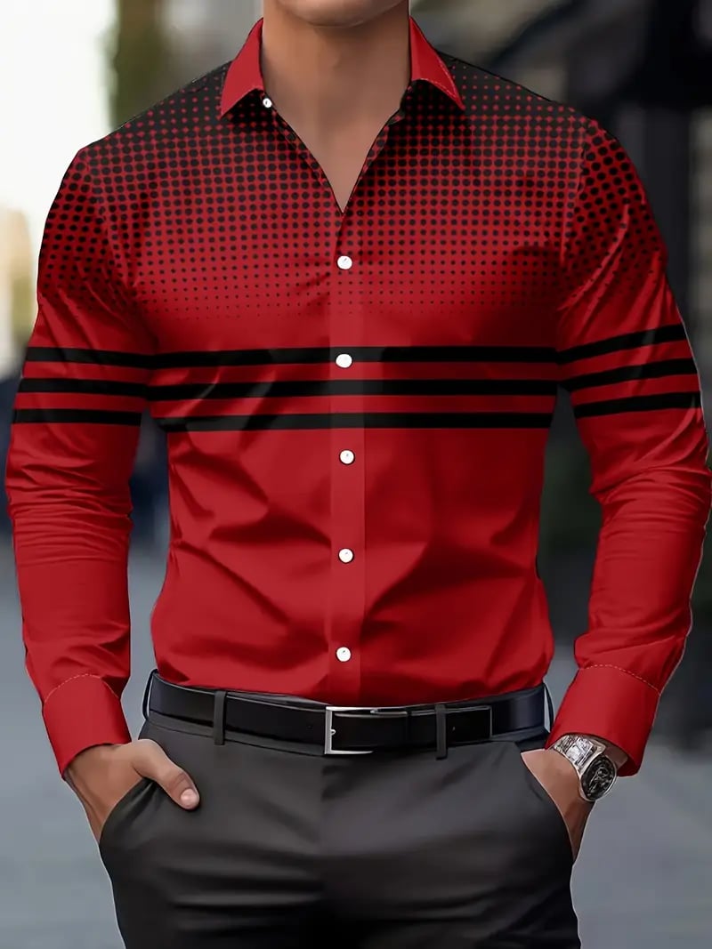 Men's Street Style Business Casual Printed Long Sleeve Shirt